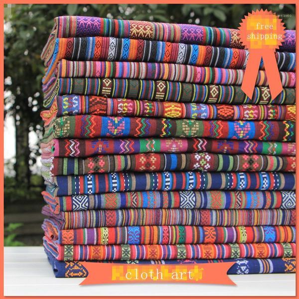 1 meter vintage fabric for sewing width 59 inches ethnic fabric patchwork decorative jacquard yarn dyed diy1, Black;white